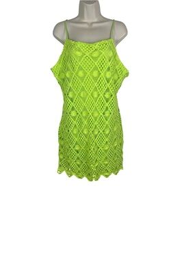 Fashion Nova Neon Lime Crochet Mini Cover-Up